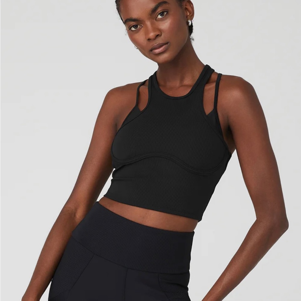 Alo Yoga Ribbed Airlift Enchanted Bra Crop Tank